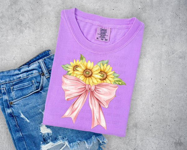 Sunflower Bouquet Bow T-Shirt