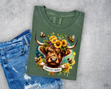 Sweetest Mama Highland Cow and Bees T-Shirt