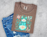 Teal Snowman and Snowflakes T-Shirt and Sweatshirt