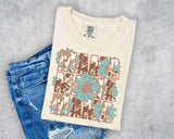 Floral Cowhide Stacked Mama Short Sleeve T-Shirt