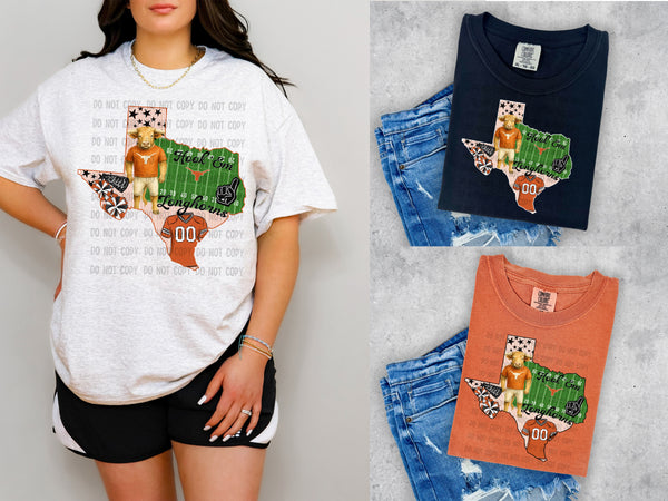 TX Longhorns inside the State of Texas PNG Digital Download