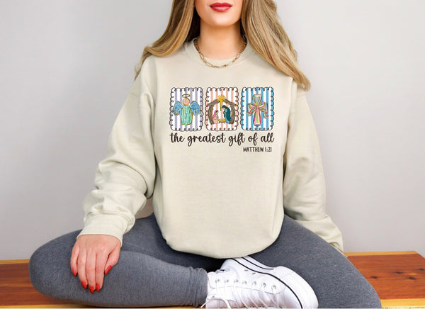 The Greatest Gift of All Nativity Scene Frames T-Shirt and Sweatshirt