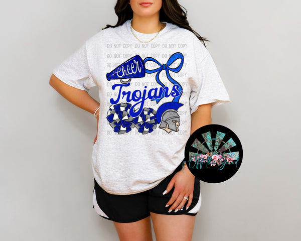 Trojans Cheer Collage Blue and Black PNG Digital Design