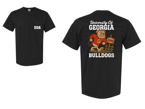 GA Bulldogs 90's Theme White Letters T-Shirt and Sweatshirt