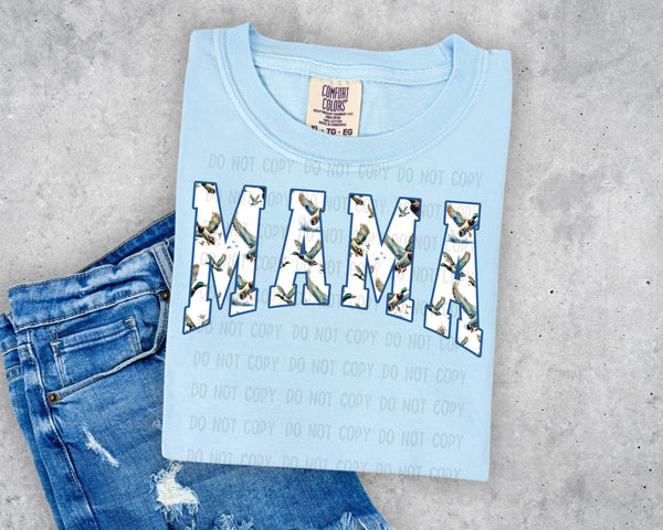 Varsity Mama Duck with White Background T-Shirt and Sweatshirt