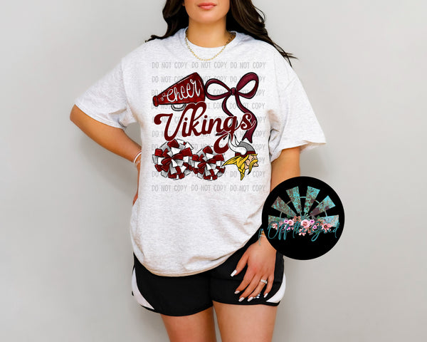 Vikings Cheer Collage Maroon and Black PNG Digital Design