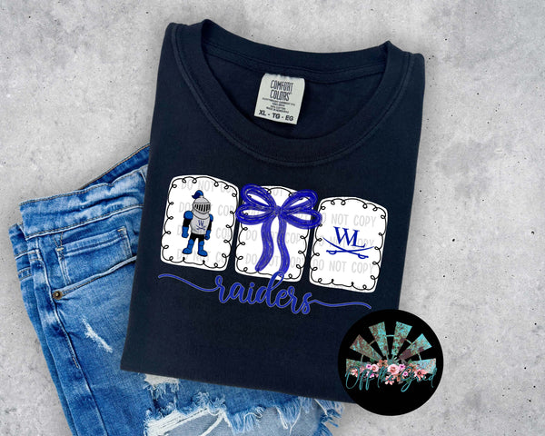 WL Raiders Bow Frame T-Shirt and Sweatshirt