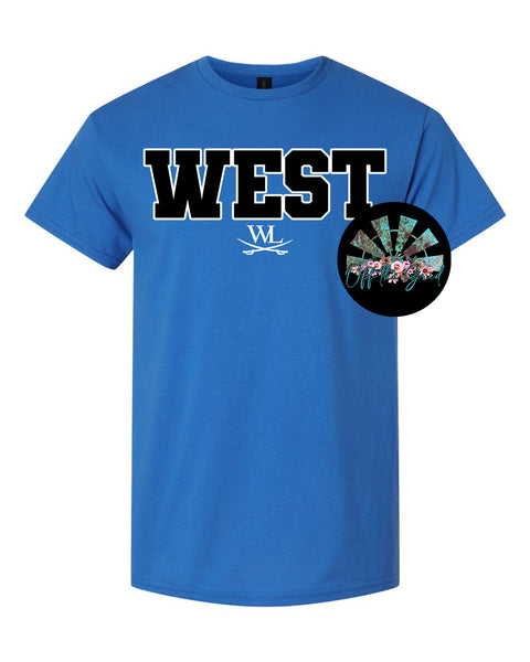 WEST (Black Letters with White Outline) T-Shirt and Sweatshirt