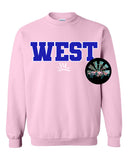 WEST (Blue Letters with White Outline) T-Shirt and Sweatshirt
