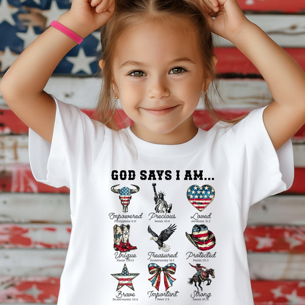 Patriotic God Says I am... Kids T-Shirt