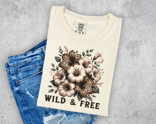 Wild & Free Leopard Flowers T-Shirt