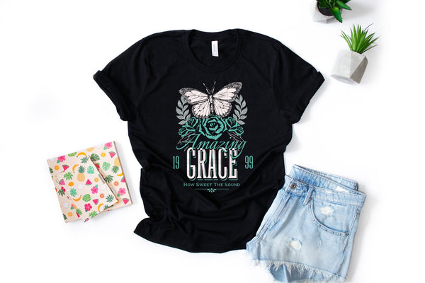 Teal and White Amazing Grace T-Shirt and Sweatshirt