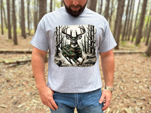 Camo Deer T-Shirt Big Design on the back