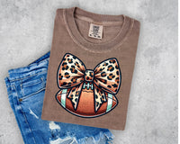 Leopard Bow Football T-Shirt