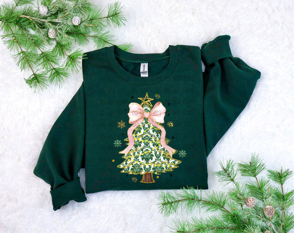 Green Floral Christmas Tree T-Shirt and Sweatshirt