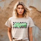 Black Checkered Green Mama T-Shirt