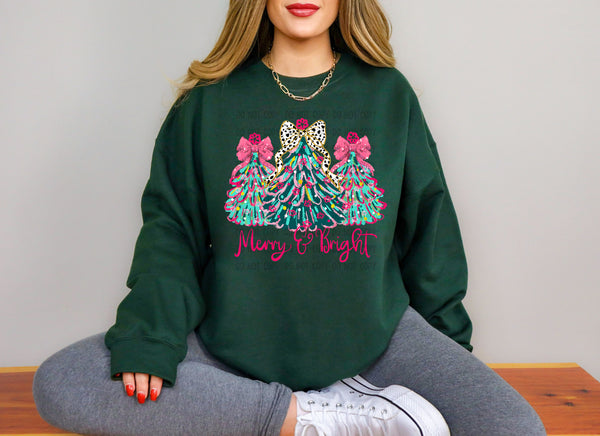 Merry and Bright with Dalmatian Bow T-Shirt and Sweatshirt