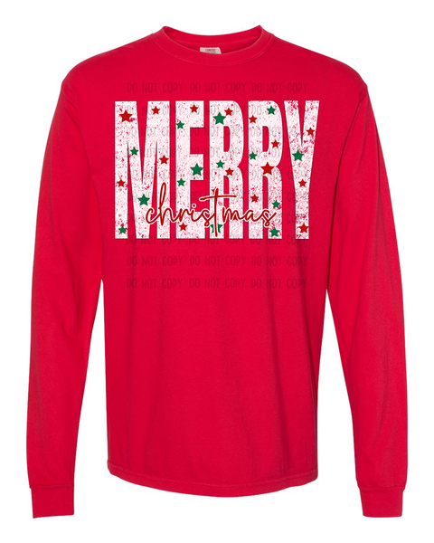 Merry Christmas with Stars T-Shirt and Sweatshirt