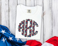 Patriotic Eagle Scalloped Monogram Short Sleeve T-Shirt