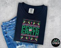 Peace on Earth Knit Sweater Green T-Shirt and Sweatshirt