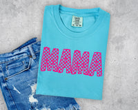 Hot Pink Checkered Mama Short Sleeve T-Shirt