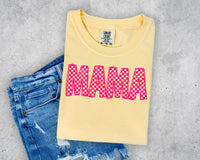 Hot Pink Checkered Mama Short Sleeve T-Shirt