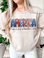 Dalmatian & Glitter America Short Sleeve T-Shirt