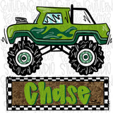 KIDS Custom Green Monster Truck T-Shirt