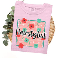 Floral Polka Dot Hair Stylist Short Sleeve T-Shirt