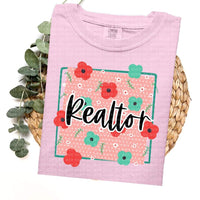 Floral Polka Dot Realtor Short Sleeve T-Shirt