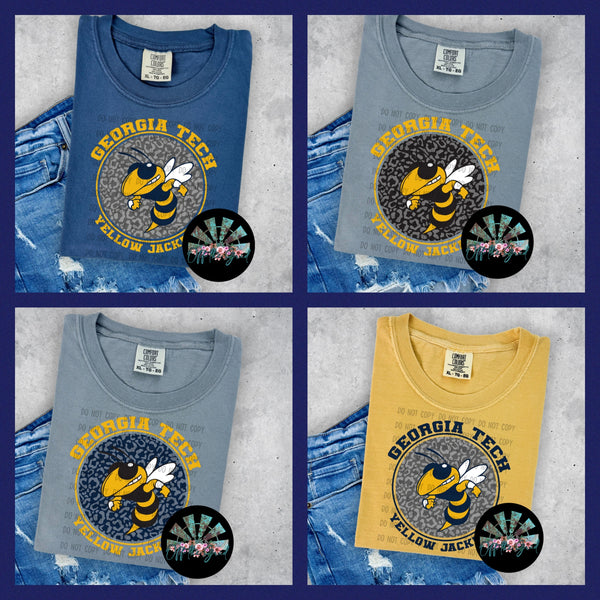 Leopard Circle GT Yellow Jackets PNG Digital Design -- You get SIX Designs