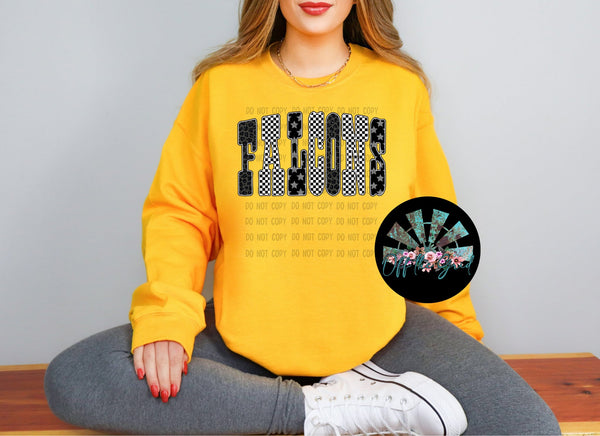 Checkered and Leopard Falcons T-Shirt and Sweatshirt