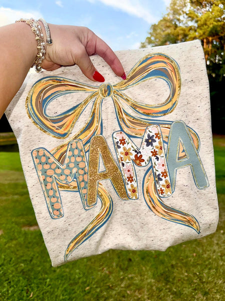 Fall Mama with Bow T-Shirt and Sweatshirt