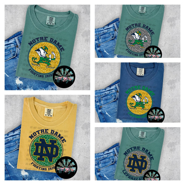 Leopard Circle Notre Dame Fighting Irish PNG Digital Design -- You get FIVE Designs