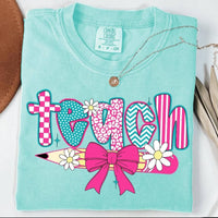 Teach with Pencil Bow T-Shirt and Sweatshirt