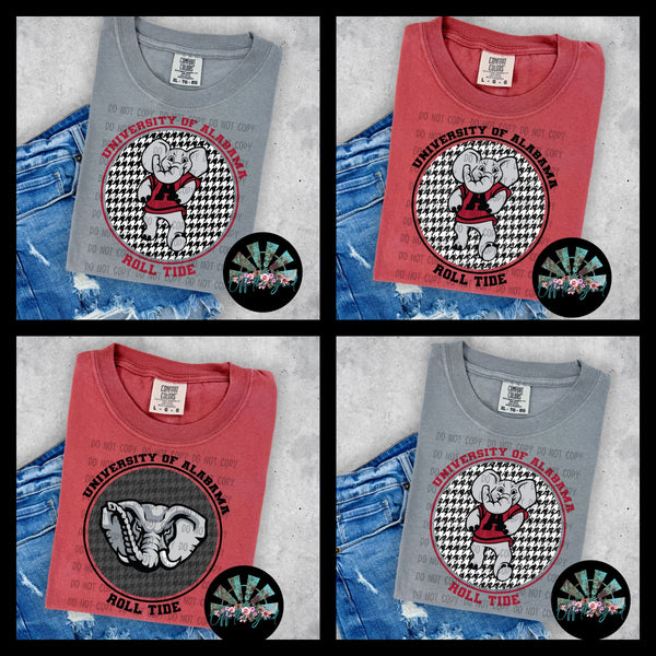Houndstooth Circle AL R0ll Tide PNG Digital Design -- You get FOUR Designs