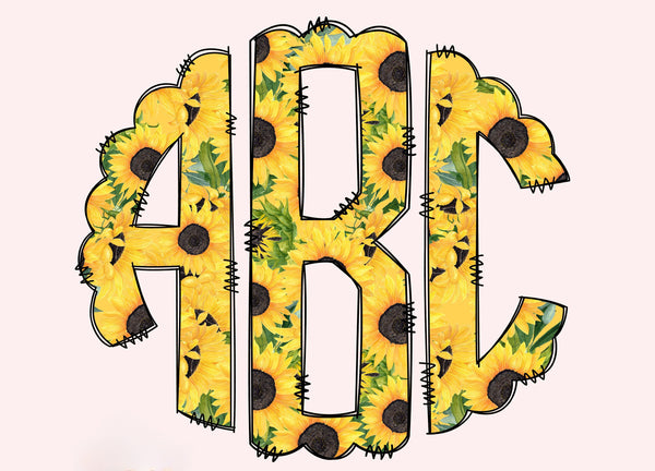 Sunflowers Monogram Short Sleeve T-Shirt