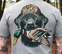 Black Lab Hunting Dog and Duck T-Shirt and Sweatshirt
