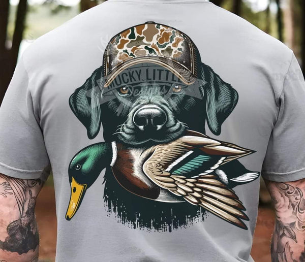 Black Lab Hunting Dog and Duck T-Shirt and Sweatshirt