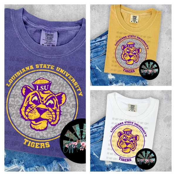 Leopard Circle LSU Tigers PNG Digital Design -- You get THREE Designs