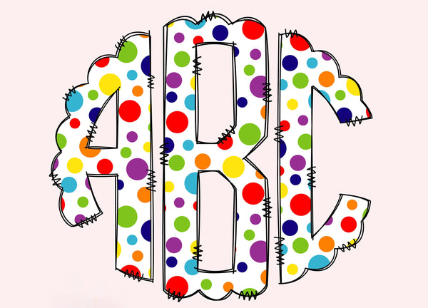 Rainbow Dots Monogram Short Sleeve T-Shirt