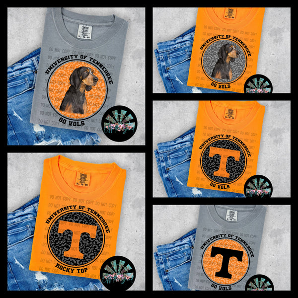 Leopard Circle TN Vols PNG Digital Design -- You get FIVE Designs