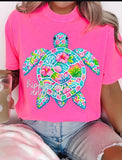 Neon Floral Turtle T-Shirt and Sweatshirt