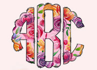 Pink Flowers Monogram Short Sleeve T-Shirt