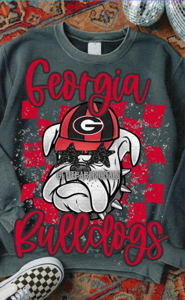 Checkered Cartoon GA Dawg T-Shirt and Sweatshirt