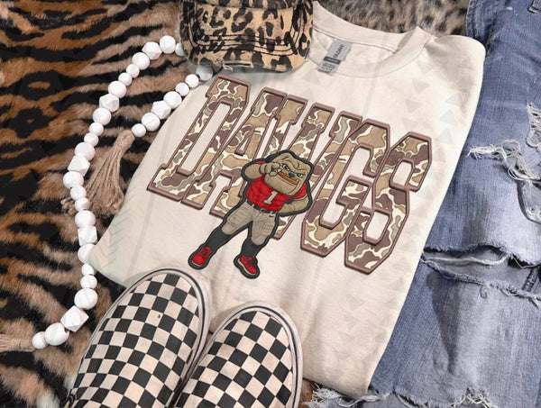 KIDS Retro Camo "DAWGS" with Mascot T-Shirt