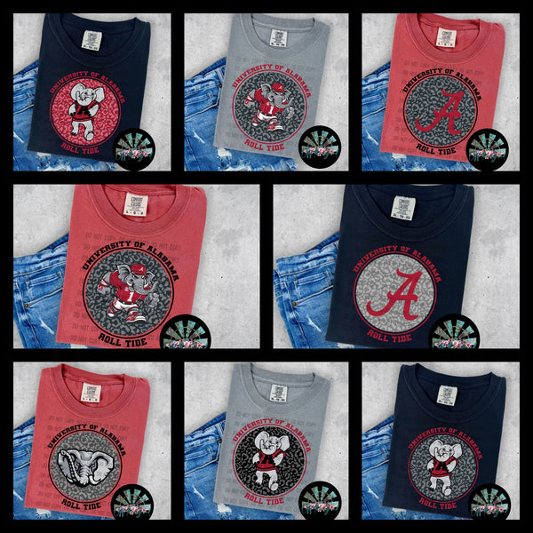 Leopard Circle AL R0ll Tide PNG Digital Design -- You get EIGHT Designs