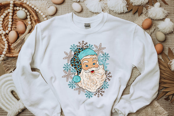 Turquoise Leopard Santa