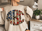 Leopard Patriotic Flag Monogram T-Shirt