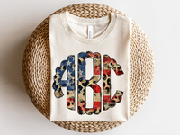 Leopard Patriotic Flag Monogram T-Shirt